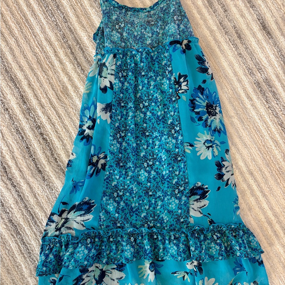 Justice Blue Floral Casual Kids Dress